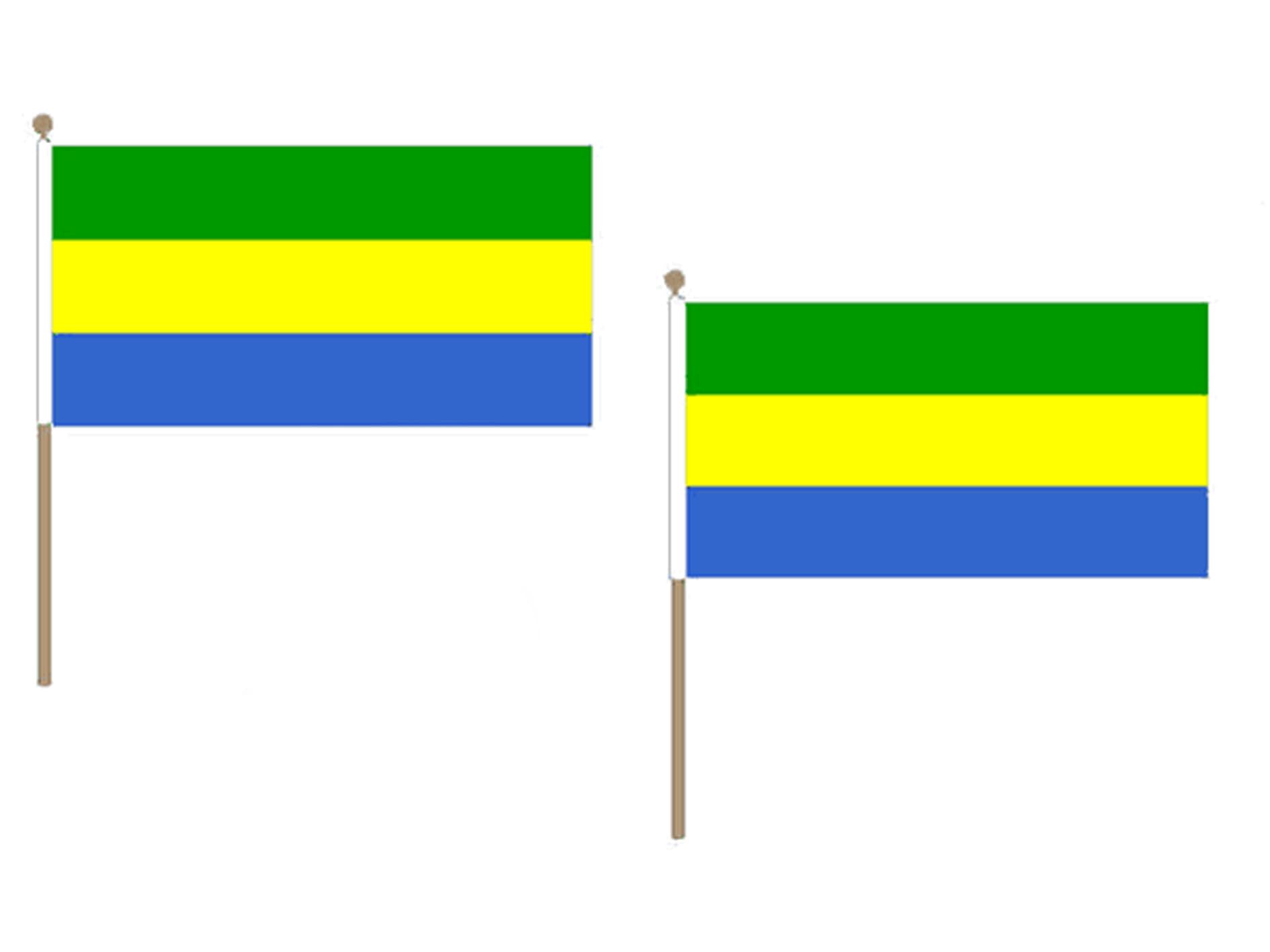 AZ FLAG Gabon Flag 12'' x 18'' wood stick - Gabonese flags 30 x 45 cm - Banner 12x18 in with pole