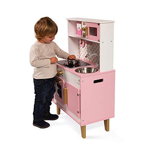 Janod - Candy Chic Big Wooden Cooker for Children - Equipped with Fridge and Microwave, Sound and Light - Pretend Play… – Bild 4