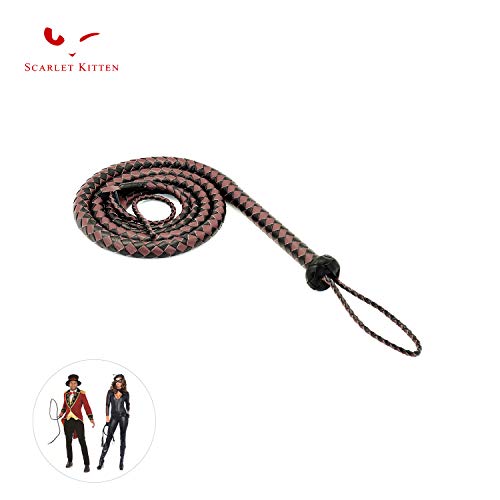 SCARLET KITTEN Cowboy Whip Cat Woman Long Whips Costumes Supplies for Halloween Costume Accessories 5.3ft/1.6m, Black & Brown - Thumbnail 7