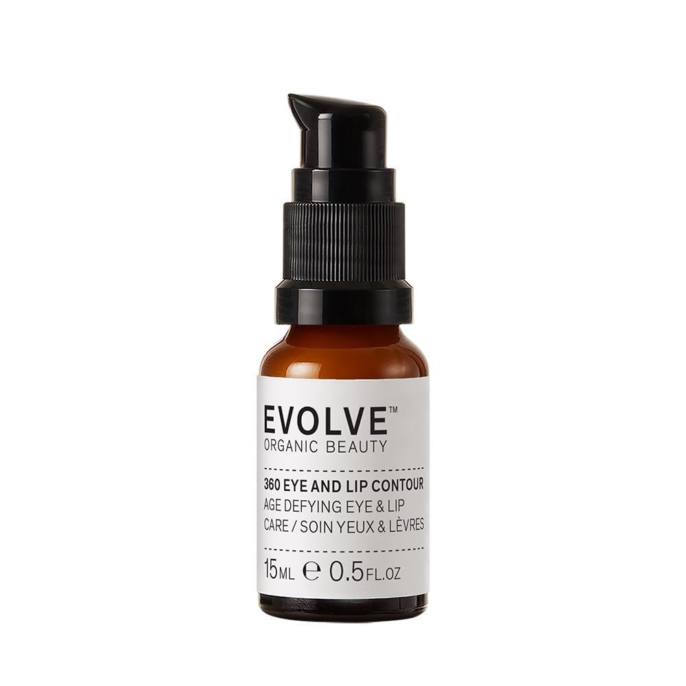 Evolve Organic Beauty 360 Eye & Lip Contour Cream with Peptides, Probiotics, Green Tea and Caffeine - Eye Cream for Dark Circles and Puffy Eyes - Suitable for All Skin Types (15ml)