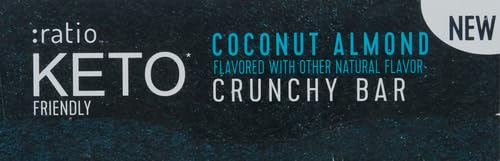 :RATIO KETO FRIENDLY CRUNCHY BARS, COCONUT ALMOND, GLUTEN FREE SNACK, 4 CT