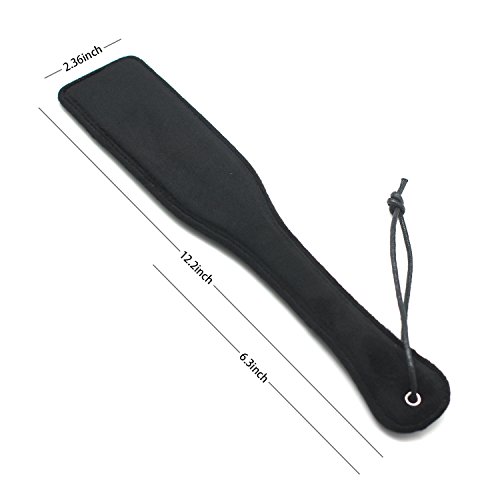 Scarlet Kitten Large Spanking Furry Faux Leather Paddles, Black - Thumbnail 3