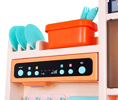 Ramiz Kinder Rollenspiel - Spielküche Kinderküche Spielset mit Spielzeug Lebensmittel, Zubehör, Wasserhahn mit Wasser-Pump-Funktion, Ton und Lichteffekte - 65 Teile – Bild 6