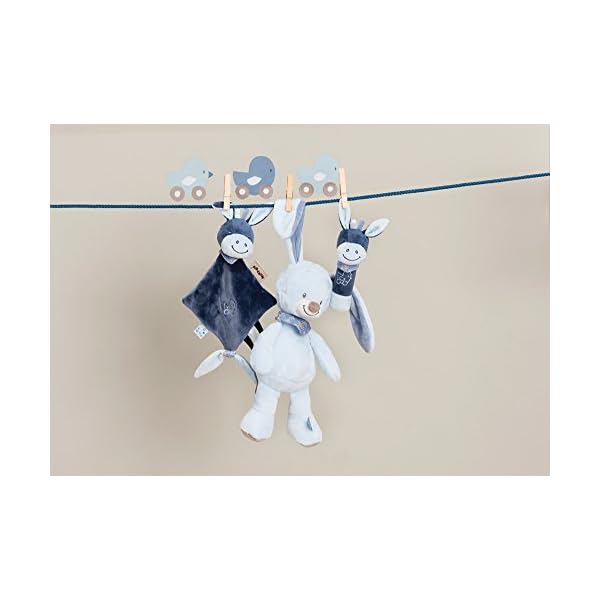 Nattou Kuscheltier Hase Bibou, Wegbegleiter ab der Geburt, Höhe: 24 cm, Alex und Bibou, Blau – Bild 5