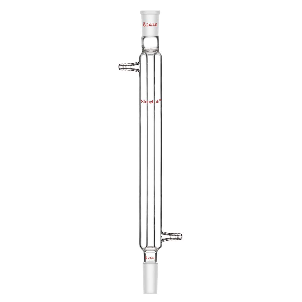 StonyLab Borosilicate Glass Liebig Condenser with 24/40 Joint 300 mm Jacket Length Lab Glass Condenser