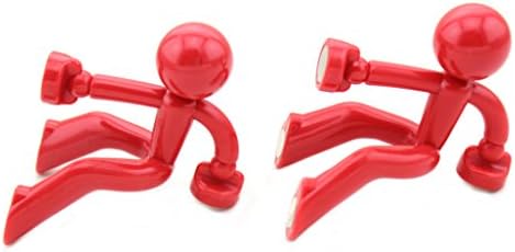 Set of 2 - ZICOME Magnetic Key Holder Strong Magnetic Key Holder Hook Rack Magnet Magnetic Man Key Hook (Red)
