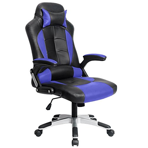 Homall Computer Desk Chair Executive Swivel Leather Office Chair, Racing Style Task Chair High-back Gaming Chair (Blue)