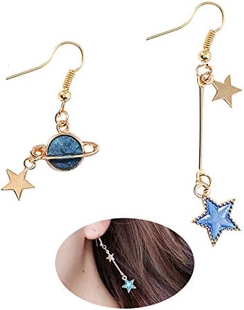 MUZHE Sapphire Blue Earth and Moon Planet Earring