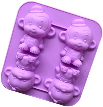4 Little Monkey Body Shape Silicone Fondant Cake Mold Chocolate Soap Candle Mould Ice Cube Tray Mold