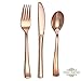 125 PCS Rose Gold Dot Disposable Paper Plates and Plastic Silverware Dot Design, 25 Dinner and Dessert Plates, 25 Forks, Spoons and Knives! for Any Special Occasion! Bridal, Birthday, Bachelorette!