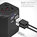Universal Travel Adapter fit for Over 150 Countries All in one Worldwide Charger Wall Plug with Two USB Ports for US/AU/UK/EU Anti-Thunder