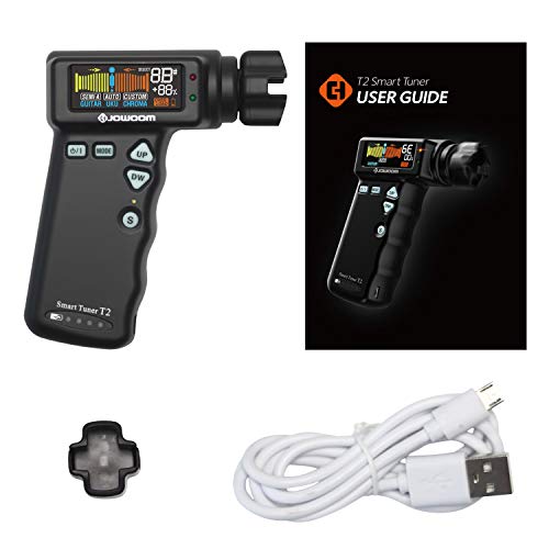 JOWOOM T2 Smart Automatic Guitar & Ukulele Tuner | Fast Acoustic Guitars Auto-Tuner With 180RPM Electric String Winder | Safe & Professional Grade Tuner For Ukuleles | USB Rechargeable Battery | Black