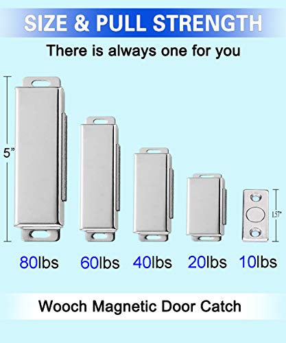 WOOCH Door Magnetic Catch - 60lb High Magnetic Stainless Steel Heavy Duty Catch for Kitchen Bathroom Cupboard Wardrobe Closet Closures Cabinet Door Drawer Latch (3.7 in Silver, 4-Pack) - Thumbnail 5
