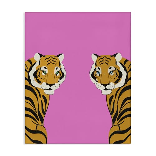 Stupell Industries Bold Mirrored Tigers on Pink Canvas Wall Art, design by Hous…