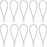 10 Pieces Black Lanyard Phone Ring Strap For Mobile Lariat Lanyard Cell Phone Split Ring Strap Sliver Tone Split Ring Cellphone Strap Charm Cords For Cellphone Drive Keychain Jewelry Findings