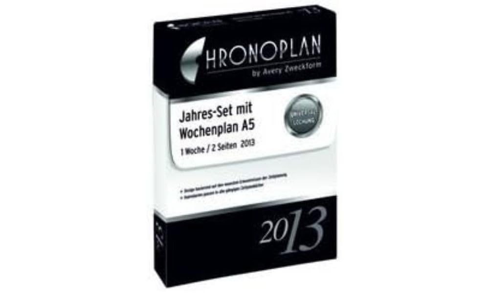 Avery Dennison Zweckform Chronoplan 50203 Year Planner Set 2013 A5 with Day Plan / 1 Day for 2 Pages / White (In German)