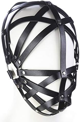 LRWTY Black Leather Hollow Face Hooded Adult Love Mask Men And Women Fun Wigs Wigs Men And Women Couples Flirt T-shirt