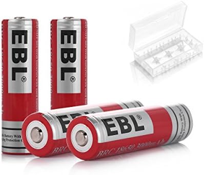 4PCS Li-ion Rechargeable 18650 Batteries 3.7V 3000mAh for LED Flashlight, Toys, Household Appliance