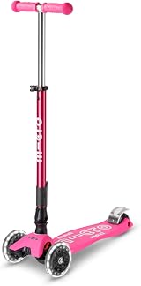 Micro Maxi Deluxe Folding LED Scooter 3 Wheels Pink 5-12 Years 70 kg