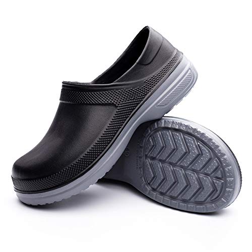 EASYANT Unisex Chef Shoes Waterproof Non-Slip Nursing Clean Work Footwear Clogs Black
