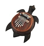 Wood Thumb Pianos Hand Carved Sea Turtle Thumb Piano Karimba 8.5 X 2.25 X 5.5 Inches Brown