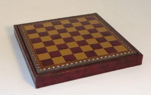 Italfama 11" Pressed Leather Chest Chess Board in Black / Burgundy