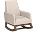 Baxton Studio Yashiya Mid Century Retro Modern Fabric Upholstered Rocking Chair, Light Beige