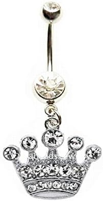 CRYSTAL CROWN JEWELS PRINCESS QUEEN KING Navel Belly Button Ring Body Jewelry Piercing