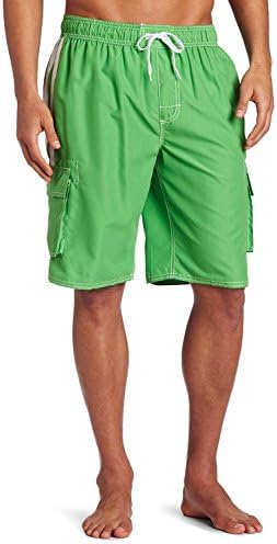 Men's Quick Dry Short Swim Trunks Cargo Water Shorts Beach Swimsuit with Mesh Lining (Green, Medium)