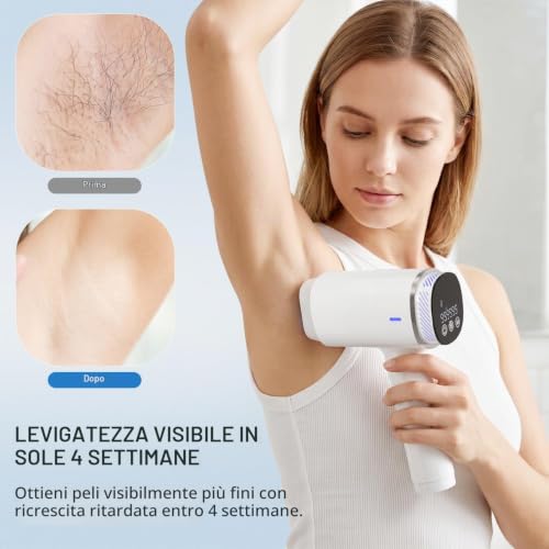 NALONE Pulsed Light Epilator with Cooling Function, 4-In-1 HR/SC/RA/BT IPL Women's Laser Epilator, 999,900 Pulsed Light Suitable for Hair Removal Body, Face, Armpits, Legs (White (22J))