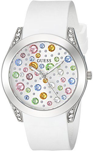 GUESS-Silver-Tone-and-White-Jeweled-Watch