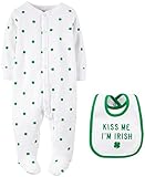 Carter's Unisex Baby 2 Piece St. Patrick's Day Bodysuits/Bib Set (Baby) - White