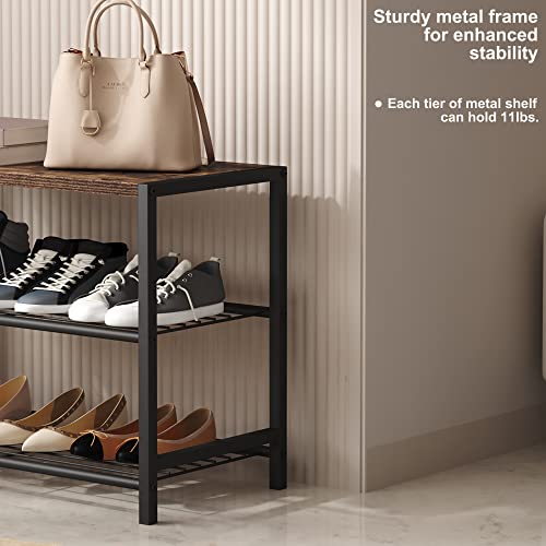 HOMEFORT 3Tier Shoe Rack, Shoe Storage Shelf, Industrial Shoe Tower