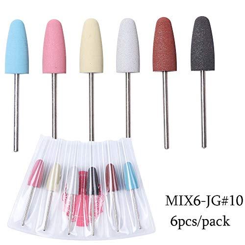 6Pc/Pack Electric Nail Drill Bits Diamond Ceramic Milling Nail Cuticle Cutter Manicure Tips Nail Polish Remove File Tool SAJG/MS Mix6-JG10