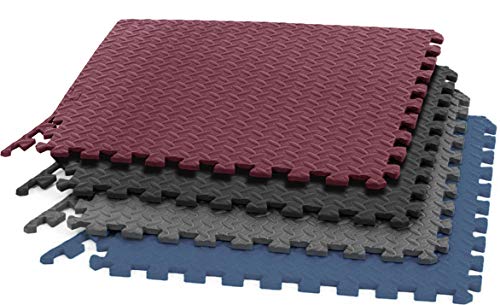 Aduro Sport Workout Floor Mat, Interlocking Foam Floor Mats, Exercise Rubber Foam Play Mat for Home Gym (Blue) - Thumbnail 7