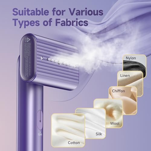 Travel Portable Steamer for clothes - Handheld Steamer for Fabric Clothing Wrinkles, 15s Fast Heat-up Rotary Garment Steamer, 1200W Light Mini Steam Iron for Home, Office and Travel (Purple)