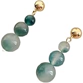 Melhill Agate Dangle Earrings Natural Jade Gemstones Gold Plated Hypoallergenic Elegant Statement Jewelry for Women