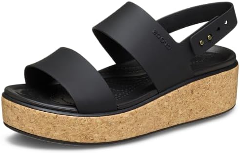 Femme Brooklyn Cork Low Wedge Sandales, Black/Black, 34/35 EU