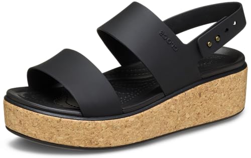 Crocs Femme Brooklyn Cork Low Wedge Sandales, Black/Black, 34/35 EU