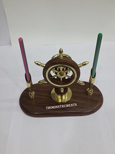 Thor HandCrafted Premium Office Decor Pen Holders With Nautical/Ship Wheel/ Navigational Compass Home DecorativePirate's Gift - Thumbnail 4