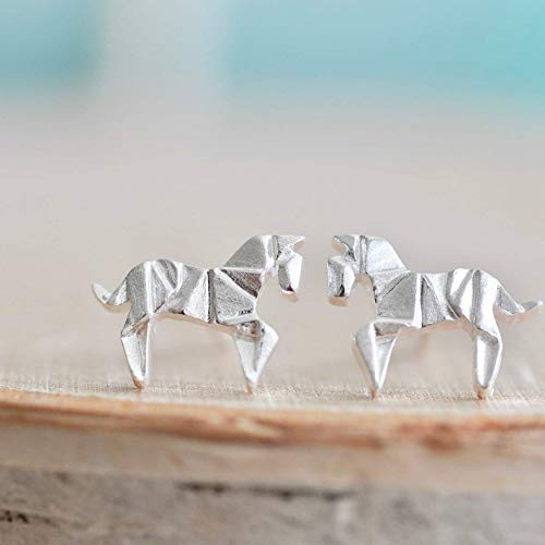 Origami Horse Earrings In Sterling Silver 925