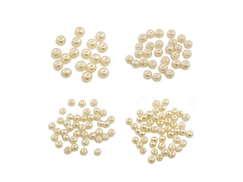 Glass Fired Pearl Beads, 3/4/6/8mm, Pearl Ivory, Assorted