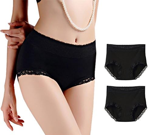 Womens Cotton Panties Sexy Lace Underwear Briefs Mid Rise Seamless Panties Plus Size(5 Pack)