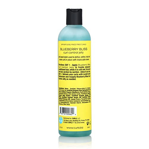 CURLS BLUEBERRY BLISS CONTROL JELLY – 8 OZ, DEFINE & DEFRIZZ, WASH AND GO’S, TWIST OUTS & BRAID OUTS, FOR WAVY, CURLY, AND COILY HAIR TYPES