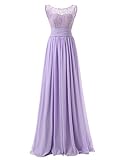 Dresstells Long Prom Dress Scoop Bridesmaid Dress Lace Chiffon Evening Gown