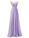 Dresstells Long Prom Dress Scoop Bridesmaid Dress Lace Chiffon Evening Gown