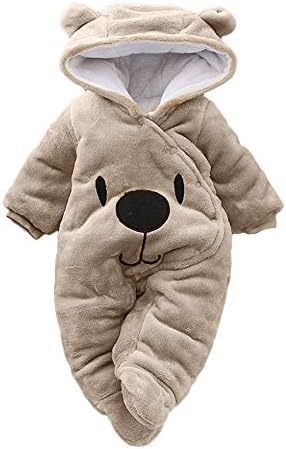 Baby Bear Velvet Quilted Puffer Suit Infant Animal Snowsuit Jumpsuit Costume
