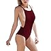 Zero City Women Swimsuit One-Piece Sexy Backless Monokini Bathing Suit Straps (M, Burgundy)
