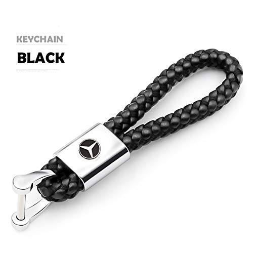 ROYAGO 2Pack Car Keychains Leather KeyRings Grip Strap for Mercedes Benz BMW Audi Ford Toyota VW Honda (Black, for Benz)