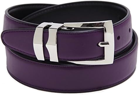 Reversible Belt Bonded Leather Removable Silver-Tone Buckle PURPLE/Black